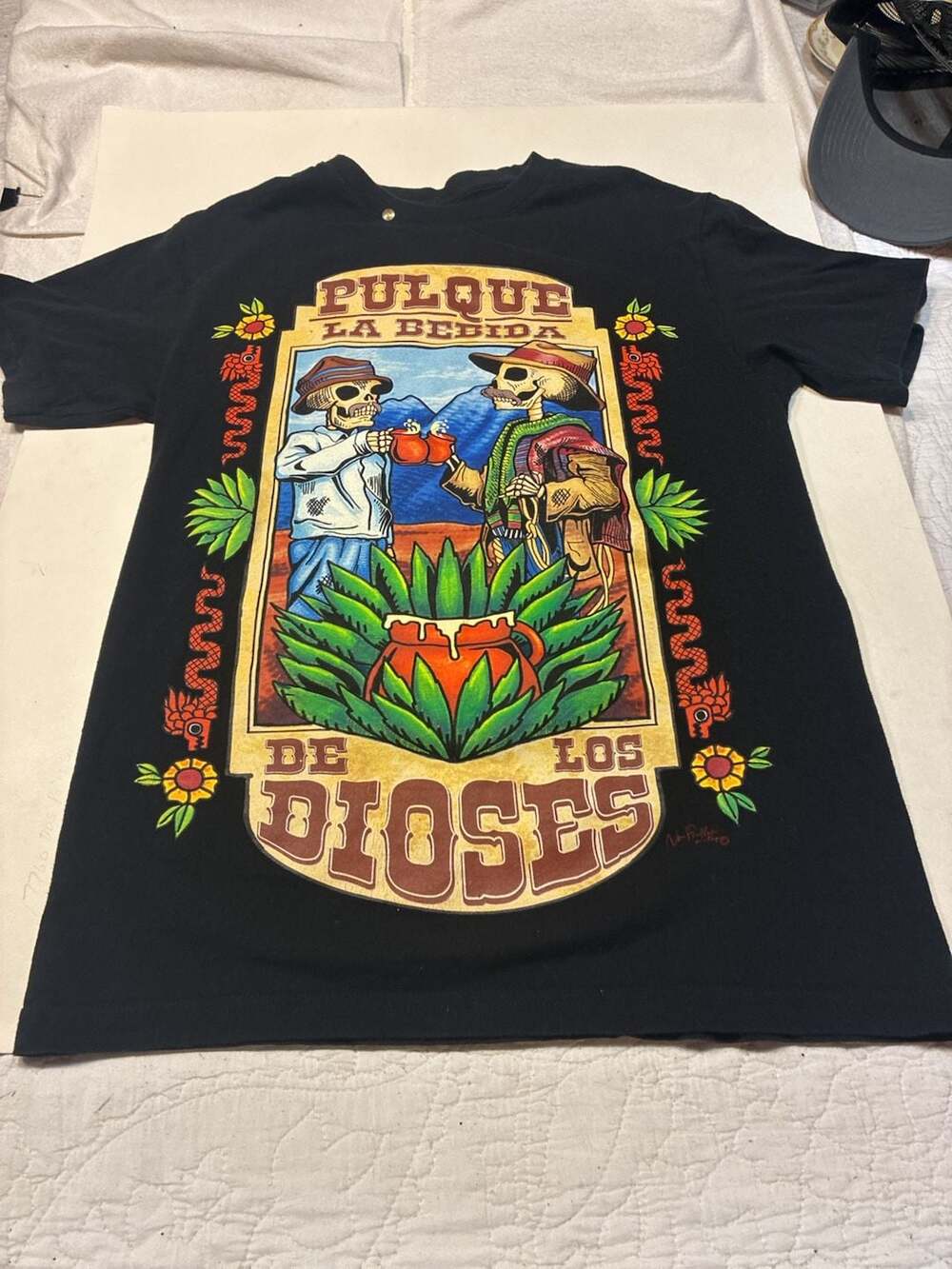 No Problem Pulque La Bebida De Los Dioses Skeleton Graphic T-Shirt Black